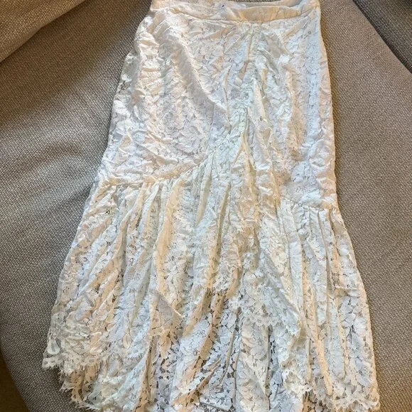 Just Bee Queen Carmella White Lace Midi Skirt - Size Large - Picture 7 of 10